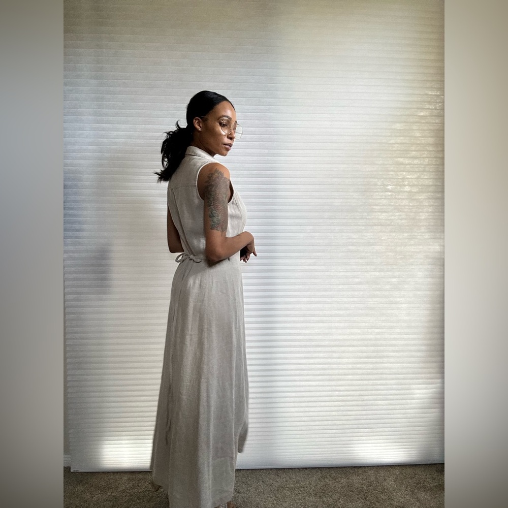 Emanuel Ungaro 100% Linen Maxi Wrap Dress - Picture 6 of 10